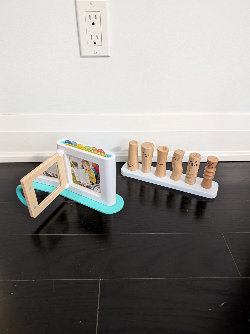Lovevery Emotion Match Mirror & Card Set; Lovevery Wooden Emotion Dolls